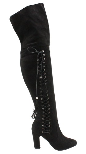 Bellamarie Adam-10 Faux Suede Over the Knee Chunky High Heel Dress Boots - 第 9/14 張圖片