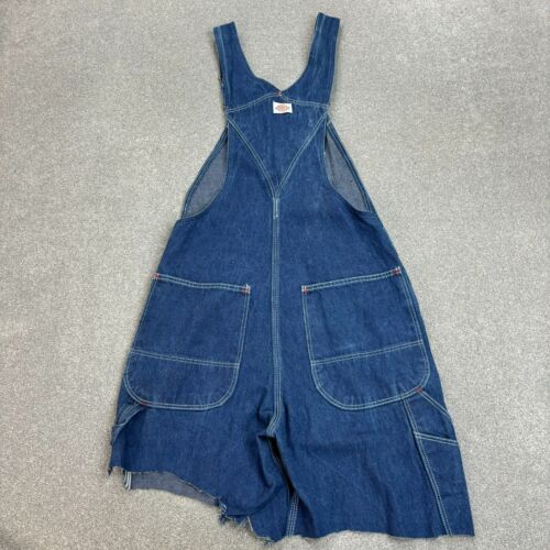 Dickies Dungarees Adult 31x7 Blue Bib Overalls Denim Workwear Cut Offs Mens - Picture 8 of 9