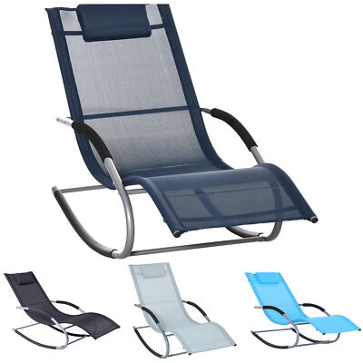 Chaise Rocker Patio Lounge Chairs Swing Recliner Relaxer w/ Pillow Outdoor