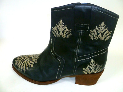 Jan'n'Hank Stiefeletten Stiefel Westernstiefelette Leder blau bestickt  40 6,5