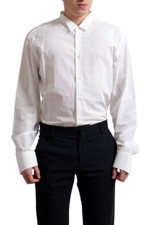 Gianfranco Ferre Men's White Linen Button Down Dress Shirt US 18.5 IT 46