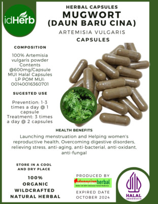 [idHerb] CAPSULES MUGWORT -ERTEMISIA VULGARIS  NATURAL ORGANIC HERBAL FRESH