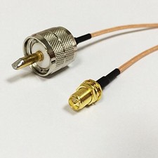 UHF PL259 male to RP SMA female bulkhead RF adapter coax cable RG316 15cm NEW G