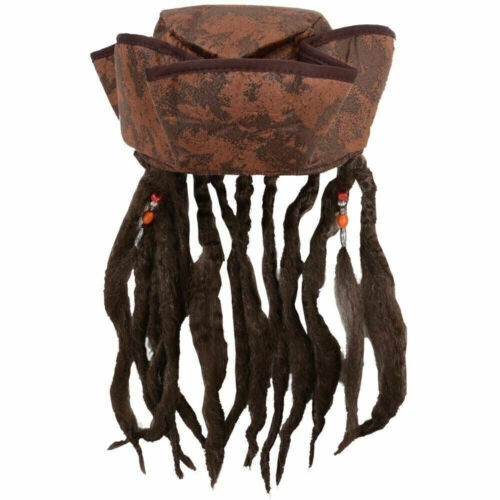 Cappello Pirata Tricornis Per Adulti Con Capelli Dreadlock Costume Di Carnevale - Foto 2 di 2