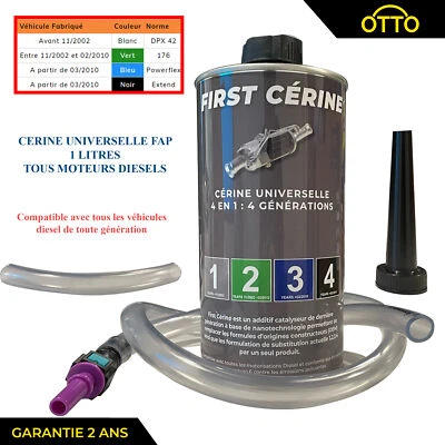 Additif Fap Cerine Universelle Peugeot Citroen Ford Vert Bleu Noir 1L