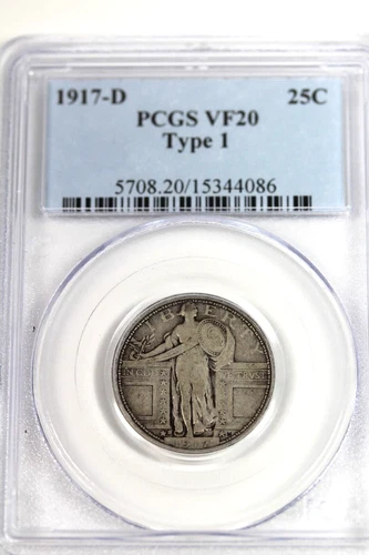 1917-D Type 1 Standing Liberty Quarter : PCGS VF20