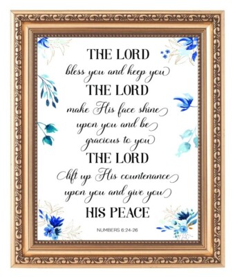 THE AARONIC BLESSING - THE LORD BLESS YOU AND KEEP YOU FRAMED PRINT PICTURE A61