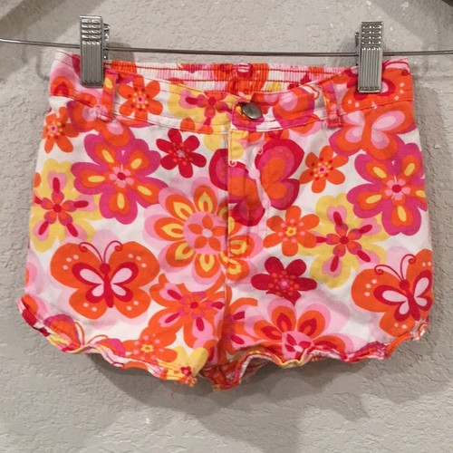 Baby Fair Girl Sz 5/6 Floral Butterfly Ruffle Hem Shorts 100% Cotton