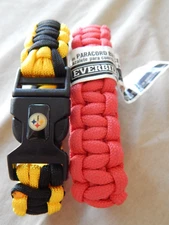 Lot of 2 Paracord Emergency Survival Bracelets: Everbilt Red; Black & Yellow