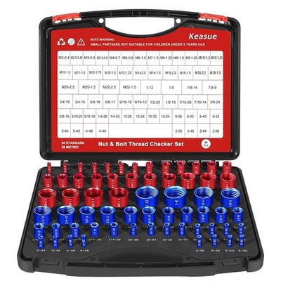 Metric Set. Thread Thread  Checker 64Pcs and  Box Inch 28 36 Nut Bolt Checker
