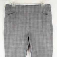 Chico's Perfect Stretch Grey Glen Plaid Pull On Slim Tapered Pants Size 2 /US 12