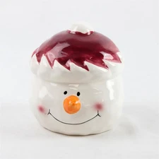 Ceramic Snowman Head Figurine Winter Holiday Decor 4.5" Collectible