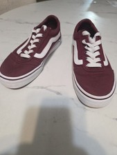 Vans Ward Low Top Sneakers Maroon Burgundy White Stripe Skate Shoes Sz 7