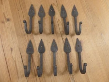 10pcs Hooks Wall Mount Hand Forged Storage Gun Rack Coat Hooks Hat Entryway Leaf