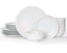 Famiware Garden Plates & Bowl Sets, 18-Piece Dishes Set for 6, Scratch Resistant