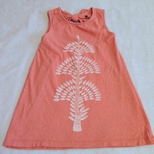 Tea Collection Dress Size 4 Sleeveless Sundress Girls Coral India Tree Open Back