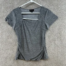AB Studio Women's Blouse Size Medium Gray Short Sleeve Pullover