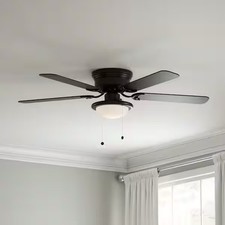 Hampton Bay Hugger 52 in. LED Indoor Black Ceiling Fan with Light Kit 1004751910