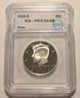 2003-S SILVER KENNEDY HALF DOLLAR PROOF ICG PR70 DCAM JFK 50C