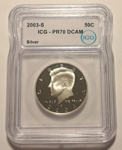 2003-S SILVER KENNEDY HALF DOLLAR PROOF ICG PR70 DCAM JFK 50C