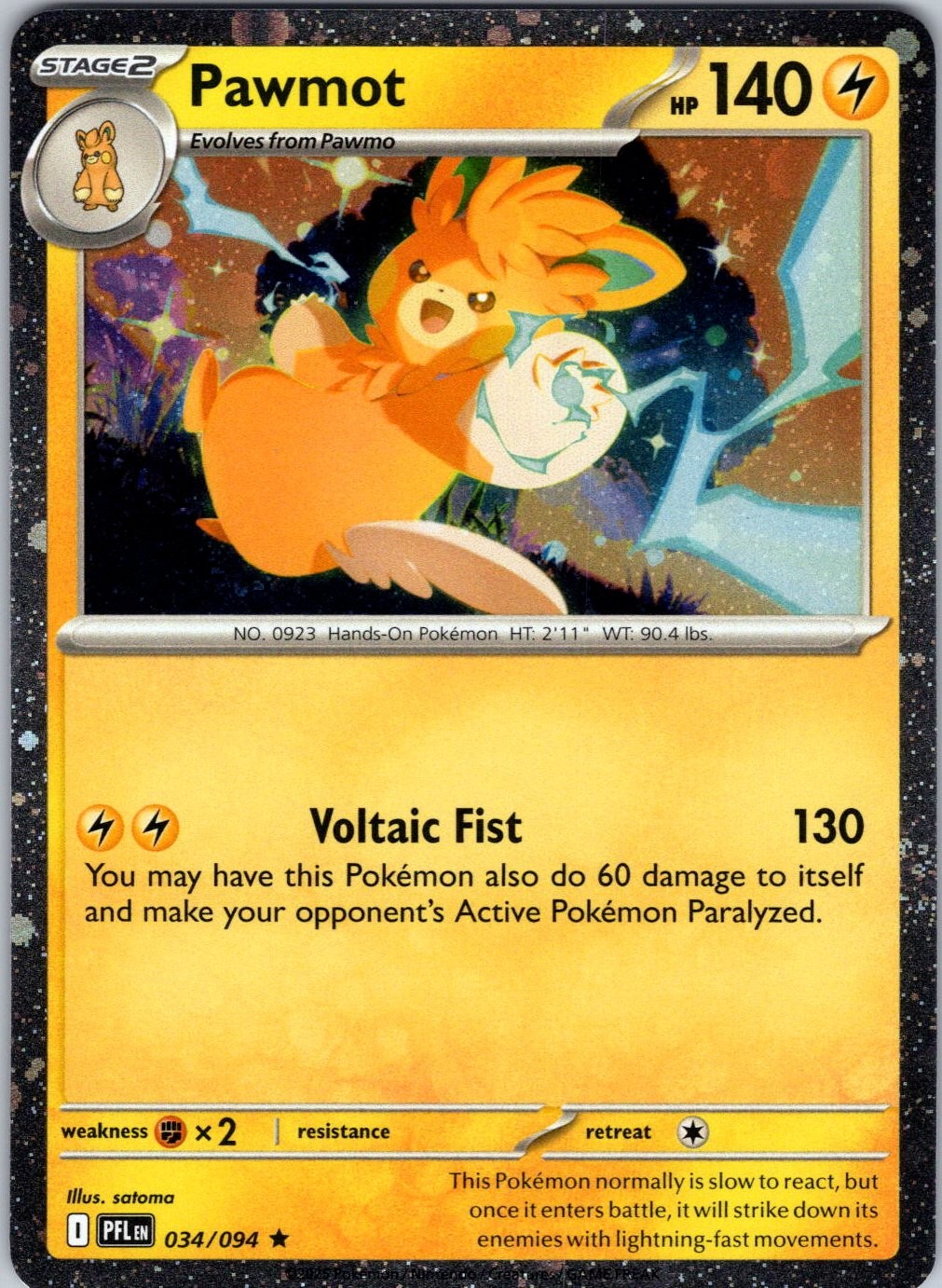 Pawmot ME02: Phantasmal Flames 034/094 Holo Pokemon TCG LP
