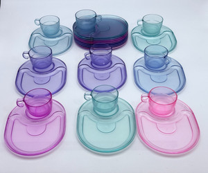 Lot of 25 pcs TUPPERWARE Pastel Acrylic Preludio Snackatizer Plates Trays Cups