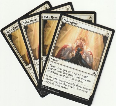   4 MAGIC The Gathering TAKE HEART White Instant PLAYSET GRN/EN NM/EX