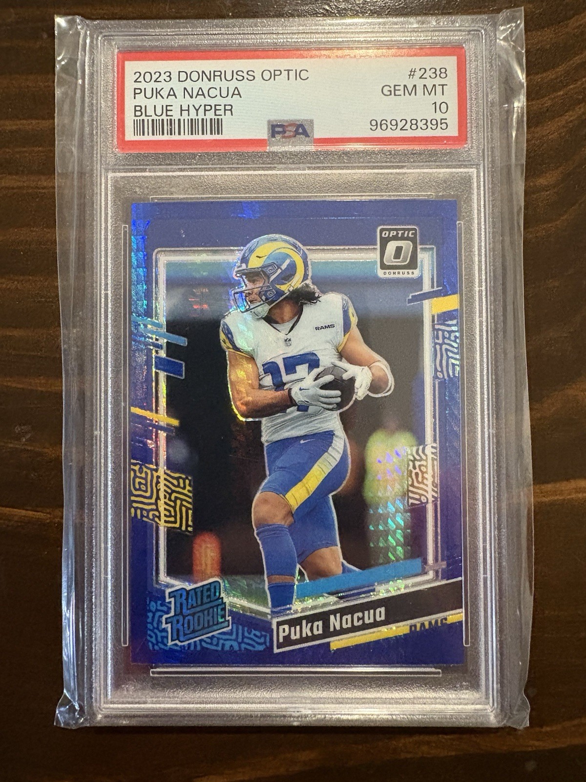 Panini 2023 Donruss Optic Puka Nacua Rated Rookie Blue Hyper #238 PSA 10