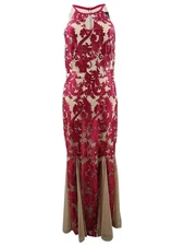 Alex Evenings Women's Embroidered Mermaid Gown (6, Wine/Nude)