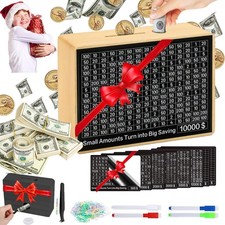 10000 Money Saving Box No Install Required Cash Vault Wooden Savings Challeng...