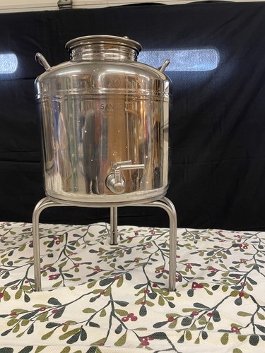 15L Sansone Stainless Fusti w/ Spigot – Oil & Balsamic Dispenser Made in Italy