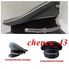 Grey Blue/Black Woolen Big Brim Hat Movie German Officer Military Cap Collection