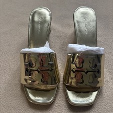 Tory Burch Size US 5 Crash Gold/Gold 100 INES MULE SANDAL 55MM MIRRORED METALLIC