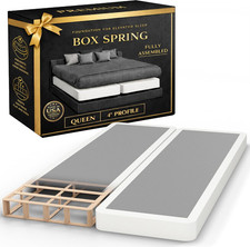 , Box Spring Bed Base Queen Size, 4-Inch Wood Mattress Foundation   Amish Made i