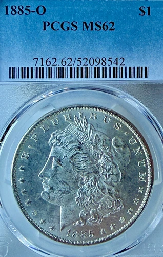 1885-O MS62  Shiny! PCGS New Orleans Mint Morgan Silver Dollar
