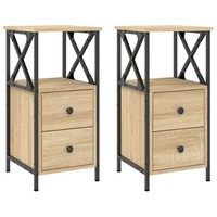 Nachttische 2Er Set Sonoma-Eiche 34X35,5X70 Cm Holzwerkstoff