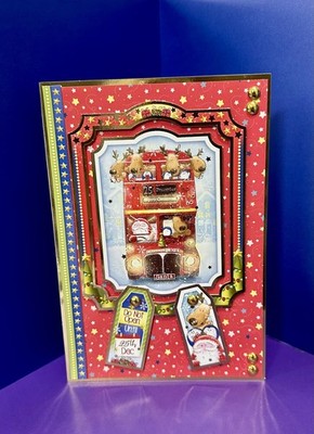 Handgefertigte A5 Weihnachtskarte lustige Weihnachtsmann & Rentier Szene & Goldfolie