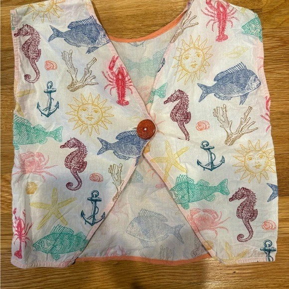 Pink Chicken Ocean Print tank top Girls size 6 Foto 3 de 4
