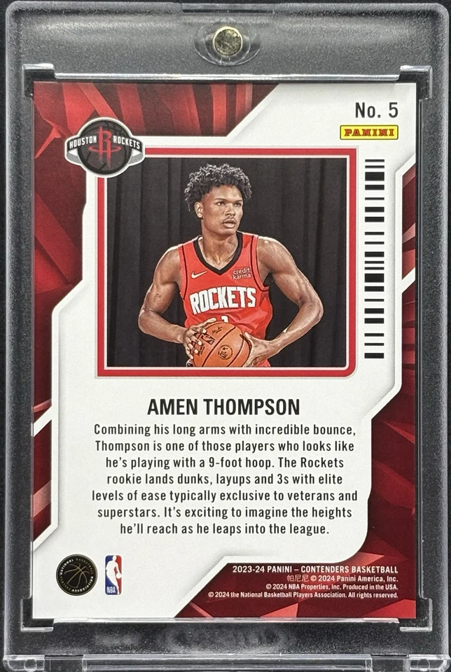 Tarjeta de inversión refractor brillante novato Amen Thompson RARA SSP PANINI COMO NUEVA Foto 2 de 2