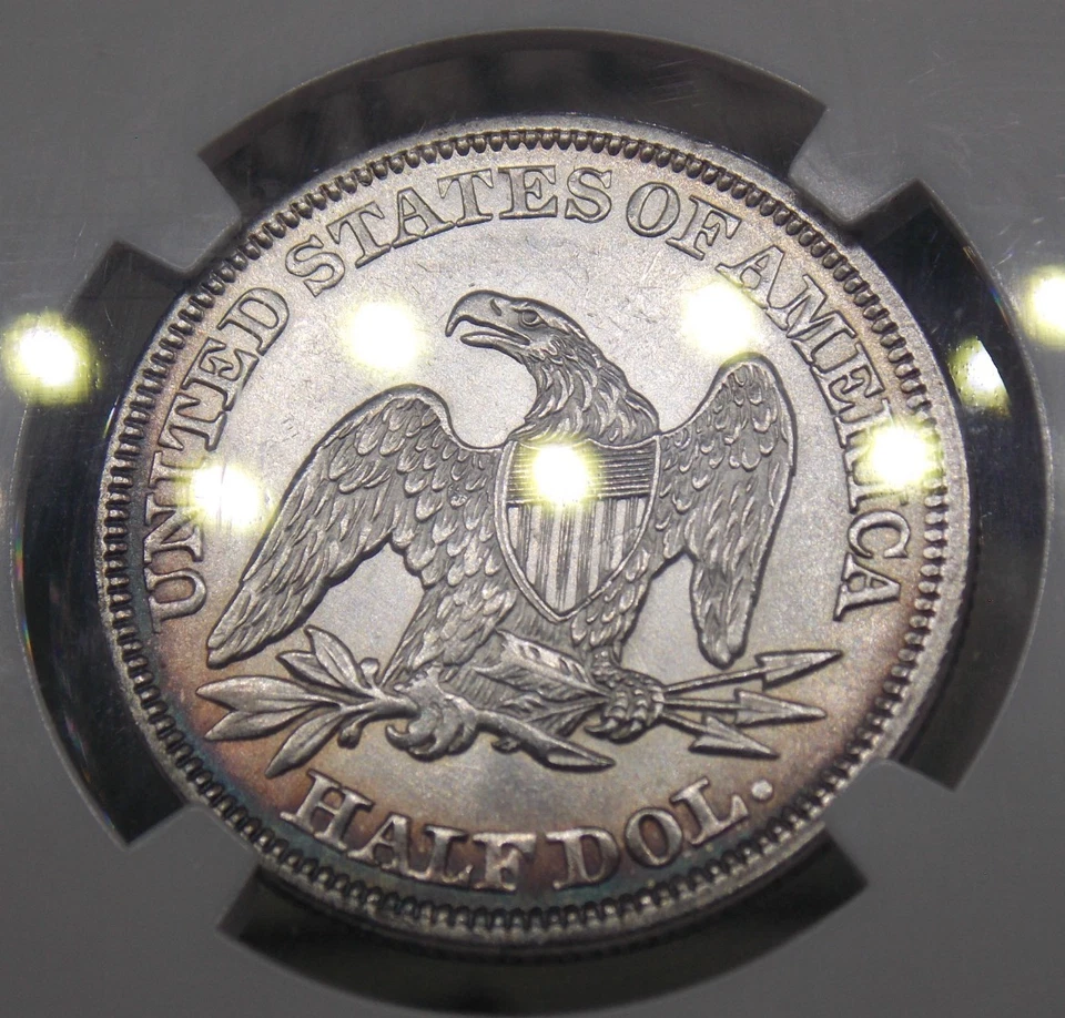 1858 "P" Seated Liberty SILVER Half Dollar 50c NGC AU58 About Uncirculated ECC&C - Image 3 of 4
