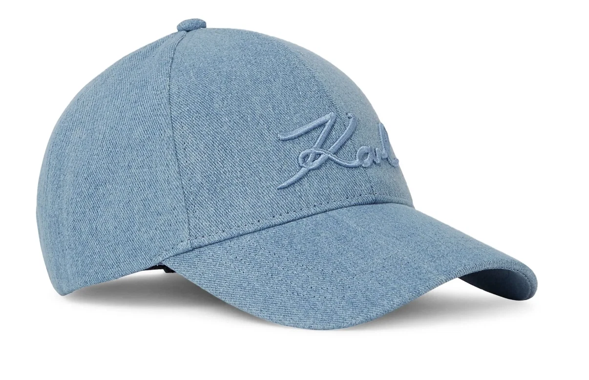 Karl Lagerfeld K/Signature Baseball Cap Mid Blue Jean Unisex One Size Hat New!