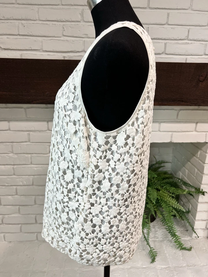 Blusa sin mangas Club Monaco talla L blanca crema crochet encaje Foto 2 de 4