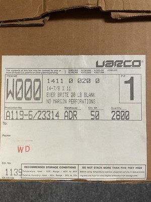 Vintage Uarco Continuous feed Dot Matrix Printer Paper Case 14 7/8 X11 No Margin
