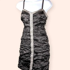BCBGMAXAZRIA Vintage Women's Tan Brown Metallic Bodycon Dress M