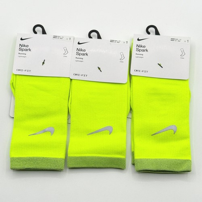 #ad Nike Spark Socks 3 Pair Crew Lightweight Size 8 9.5 Mens Yellow $22.99