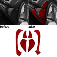 6Pcs Red Carbon Fiber Dashboard Side Panel Cover Trim For Subaru Forester 19-24