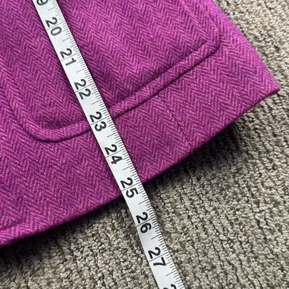 Chaqueta Blazer Talbots Mujer 10 Mezcla de Lana Dos Botones Espiga Púrpura Preppy Foto 3 de 4