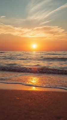 Golden Sunset Ocean Wallpaper HD Beach Horizon Phone Background