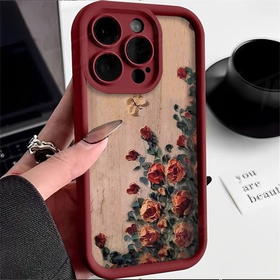 Retro Rose Case For iPhone 17/16/15/14ProMax/13/12/11/XR ShockProof Phone Cover