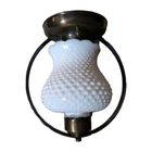 Vtg MCM Hobnail Milk Glass  Ceiling Light Fixture
